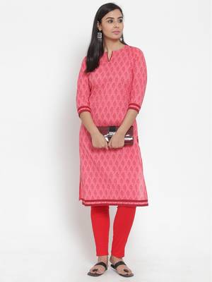 Pink printed cotton kurtas-and-kurtis 4