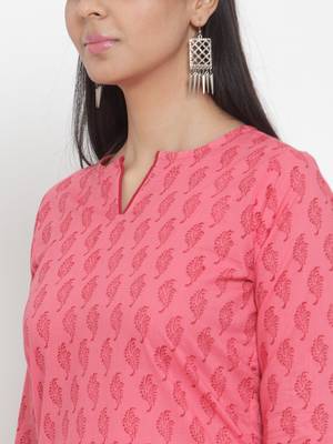 Pink printed cotton kurtas-and-kurtis 5