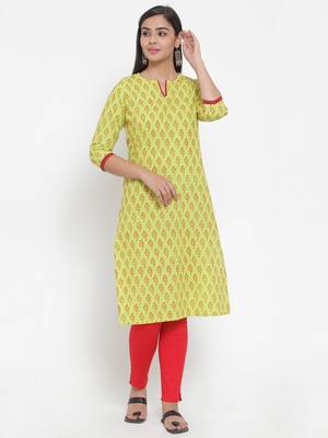 Green printed cotton kurtas-and-kurtis 1
