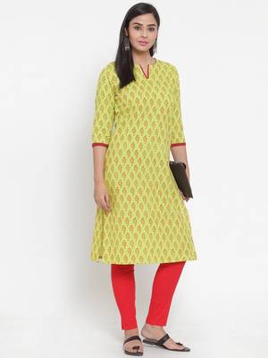Green printed cotton kurtas-and-kurtis 4