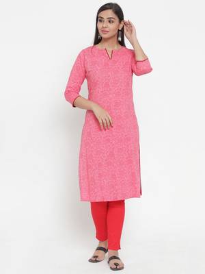 Pink printed cotton kurtas-and-kurtis 1
