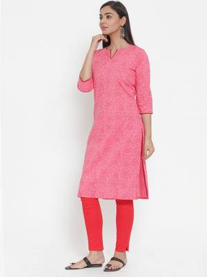 Pink printed cotton kurtas-and-kurtis 3