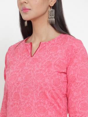 Pink printed cotton kurtas-and-kurtis 4