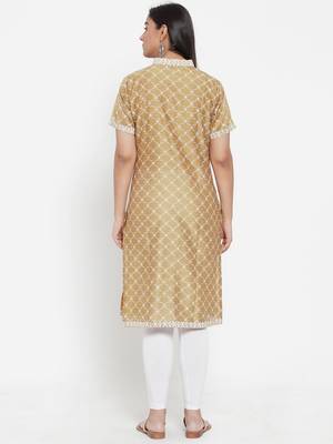 Brown printed cotton silk kurtas-and-kurtis 2
