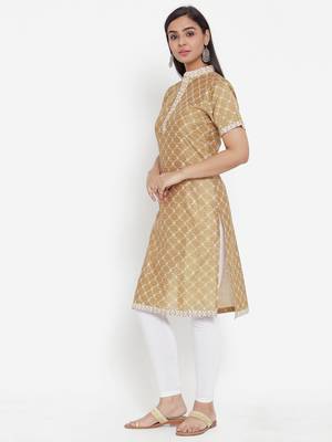 Brown printed cotton silk kurtas-and-kurtis 3