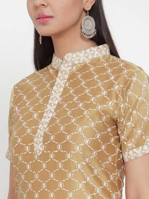 Brown printed cotton silk kurtas-and-kurtis 4