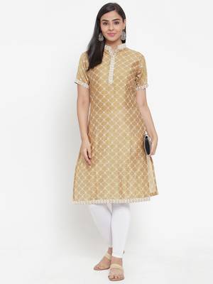 Brown printed cotton silk kurtas-and-kurtis 5