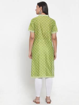 Olive printed cotton silk kurtas-and-kurtis 2