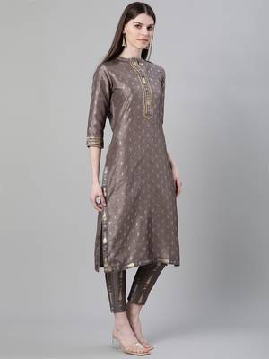 Grey printed art silk kurtas-and-kurtis 2