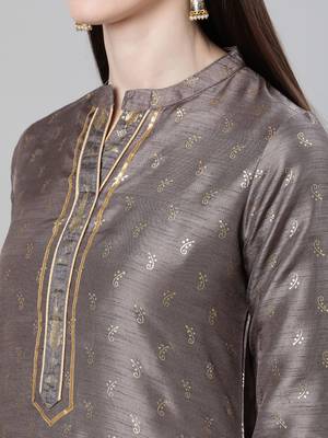 Grey printed art silk kurtas-and-kurtis 4