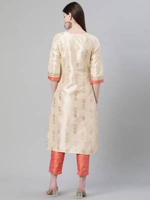 Cream printed art silk kurtas-and-kurtis 3