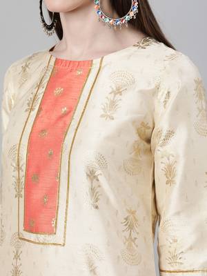 Cream printed art silk kurtas-and-kurtis 4