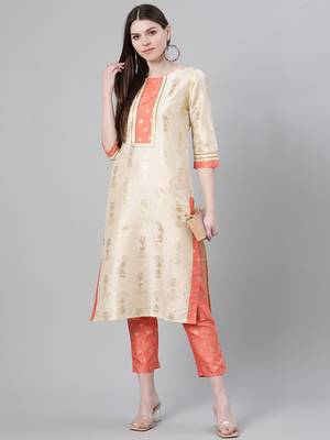 Cream printed art silk kurtas-and-kurtis 5