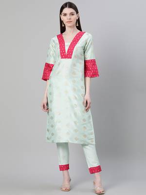 Blue printed art silk kurtas-and-kurtis 1