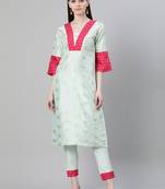 Blue printed art silk kurtas-and-kurtis