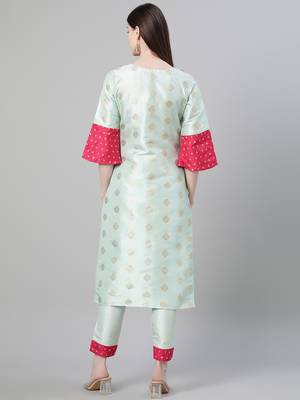 Blue printed art silk kurtas-and-kurtis 3