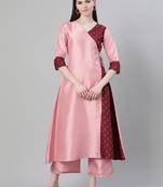 Pink printed art silk kurtas-and-kurtis