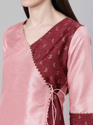 Pink printed art silk kurtas-and-kurtis 4