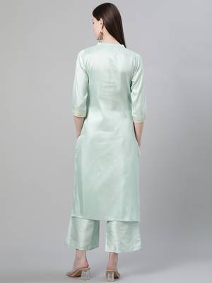 Blue printed art silk kurtas-and-kurtis 3