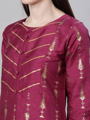 Purple printed art silk kurtas-and-kurtis 4