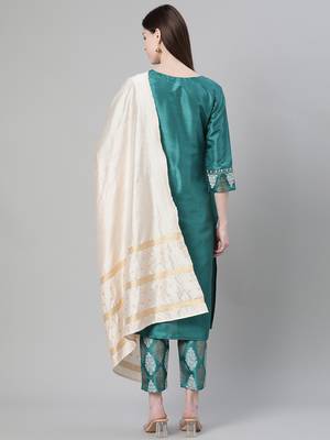 Green printed art silk kurtas-and-kurtis 3
