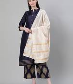 Navy-blue plain art silk kurtas-and-kurtis