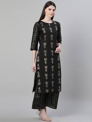 Black printed art silk kurtas-and-kurtis 2