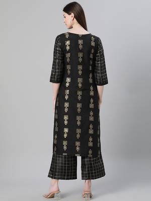 Black printed art silk kurtas-and-kurtis 3