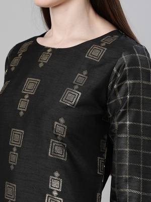 Black printed art silk kurtas-and-kurtis 4