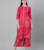 Pink printed art silk kurtas-and-kurtis
