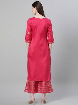 Pink printed art silk kurtas-and-kurtis 3