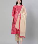 Pink printed art silk kurtas-and-kurtis