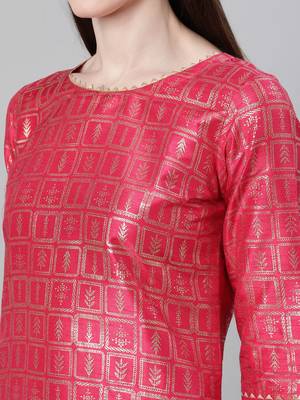 Pink printed art silk kurtas-and-kurtis 4