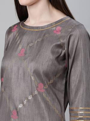 Grey printed art silk kurtas-and-kurtis 4