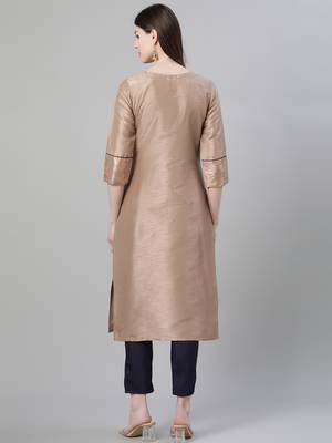 Brown printed art silk kurtas-and-kurtis 3