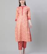 Pink printed art silk kurtas-and-kurtis