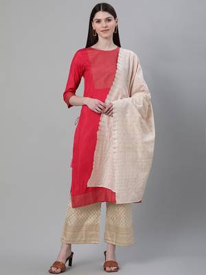 Red printed art silk kurtas-and-kurtis 1