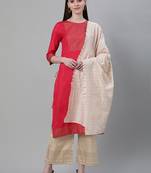 Red printed art silk kurtas-and-kurtis