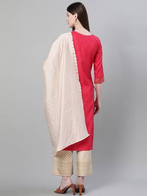 Red printed art silk kurtas-and-kurtis 3
