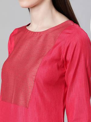 Red printed art silk kurtas-and-kurtis 4