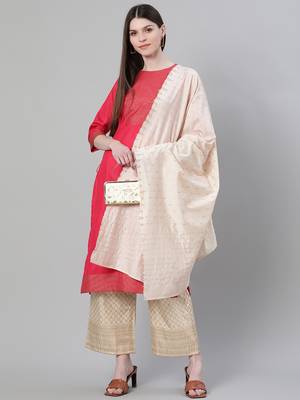 Red printed art silk kurtas-and-kurtis 5