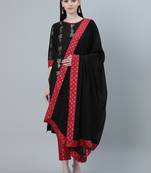 Black printed art silk kurtas-and-kurtis