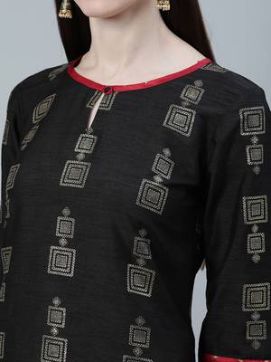 Black printed art silk kurtas-and-kurtis 4