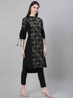 Black printed crepe kurtas-and-kurtis 2