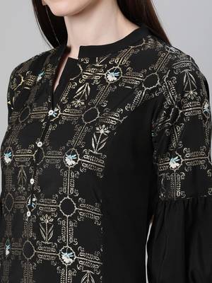 Black printed crepe kurtas-and-kurtis 4