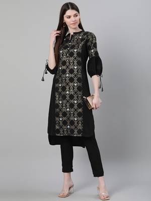 Black printed crepe kurtas-and-kurtis 5