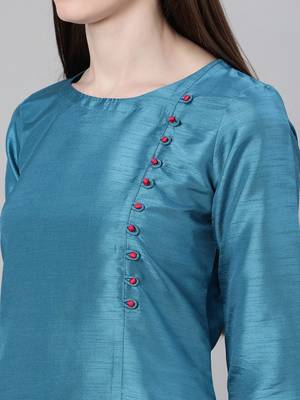 Blue plain art silk kurtas-and-kurtis 4