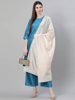 Blue plain art silk kurtas-and-kurtis 5