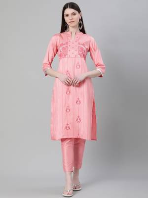 Pink printed art silk kurtas-and-kurtis 1
