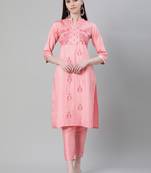 Pink printed art silk kurtas-and-kurtis